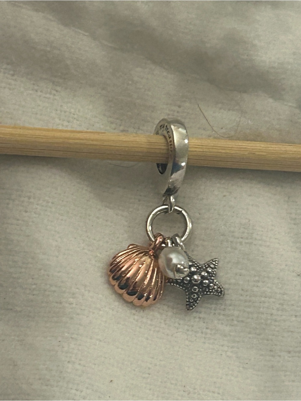 Pandora Seashell, Starfish & Cultured Pearl Triple Dangle Charm